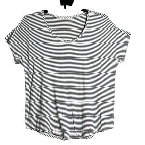 Lands End Short Sleeve Tshirt Striped Womens Size Medium Blue White